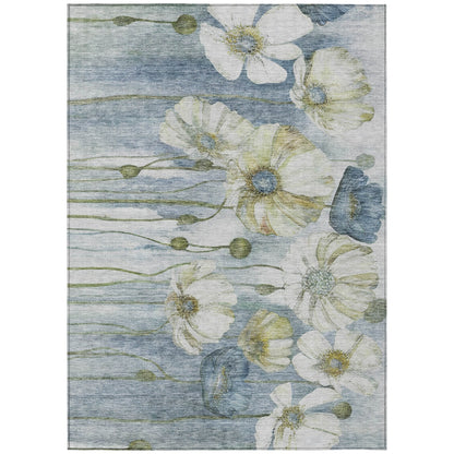 Machine Washable Indoor/ Outdoor Chantille Modern Floral Rug