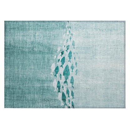 Machine Washable Indoor/ Outdoor Chantille Modern Sea Life Rug
