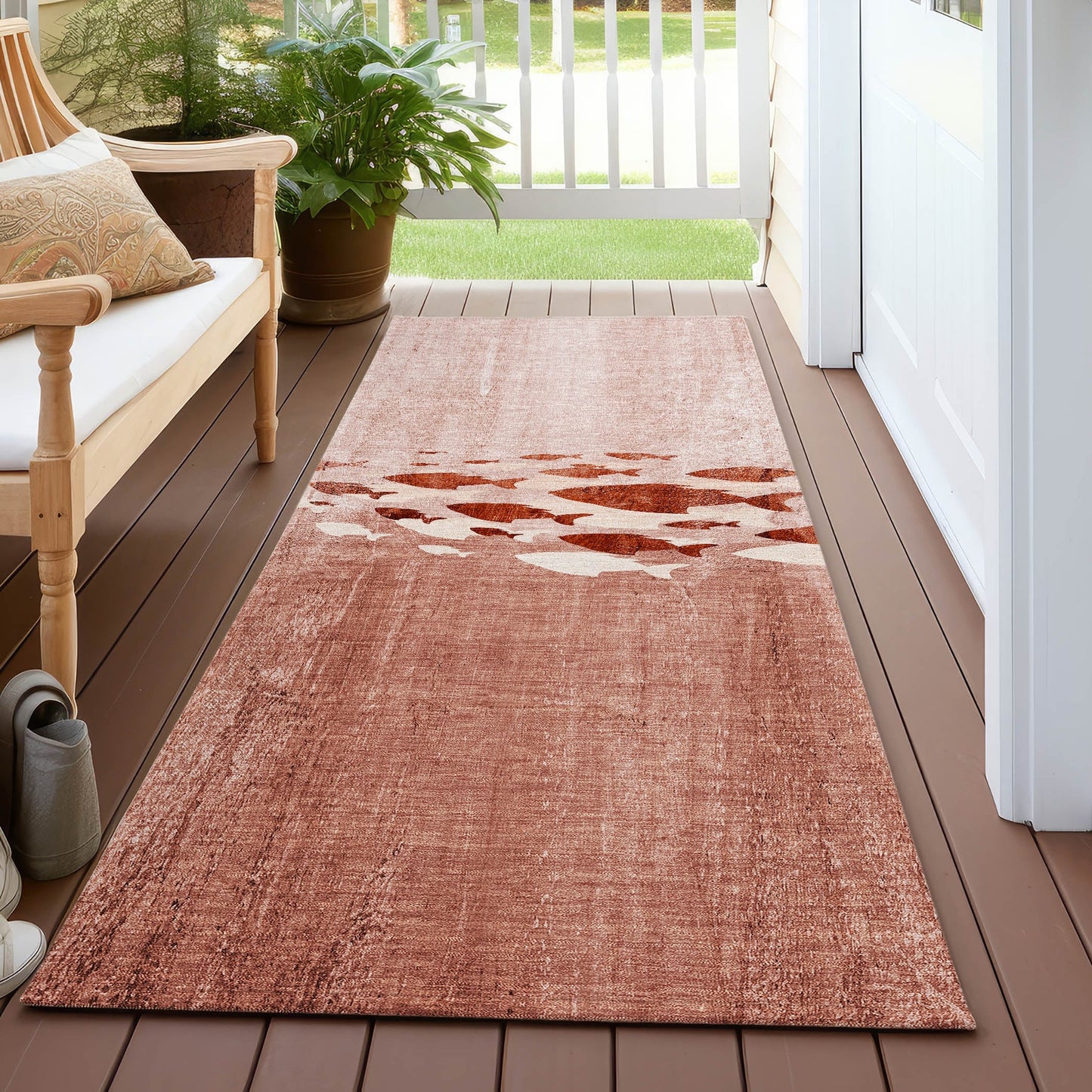 Machine Washable Indoor/ Outdoor Chantille Modern Sea Life Rug