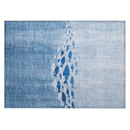 Machine Washable Indoor/ Outdoor Chantille Modern Sea Life Rug