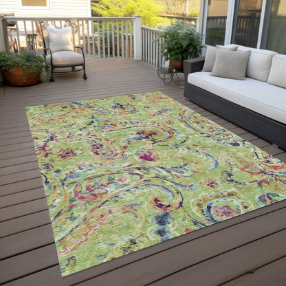 Machine Washable Indoor/ Outdoor Chantille Traditional Scroll Rug