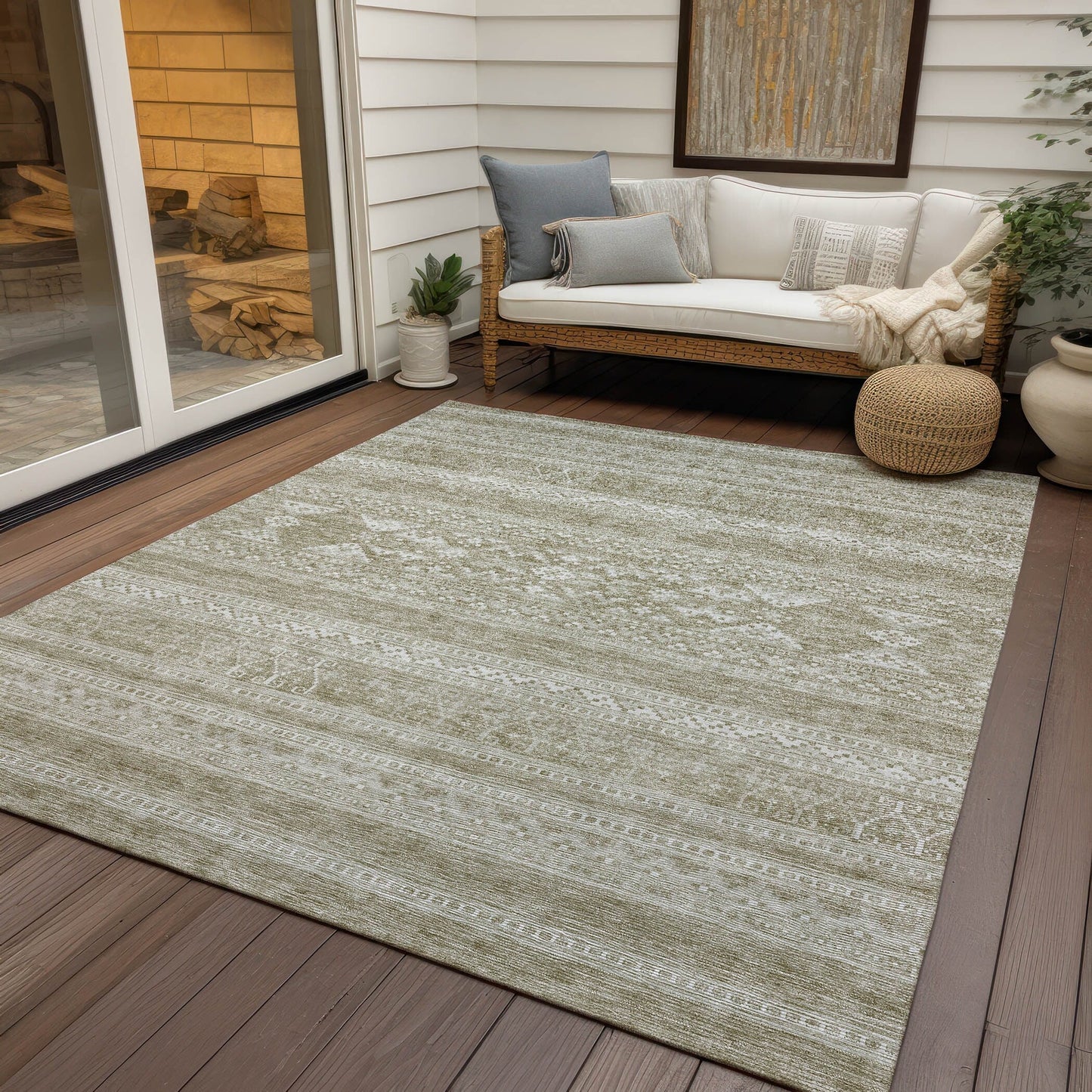 Machine Washable Indoor/ Outdoor Chantille Tribal Boho Rug