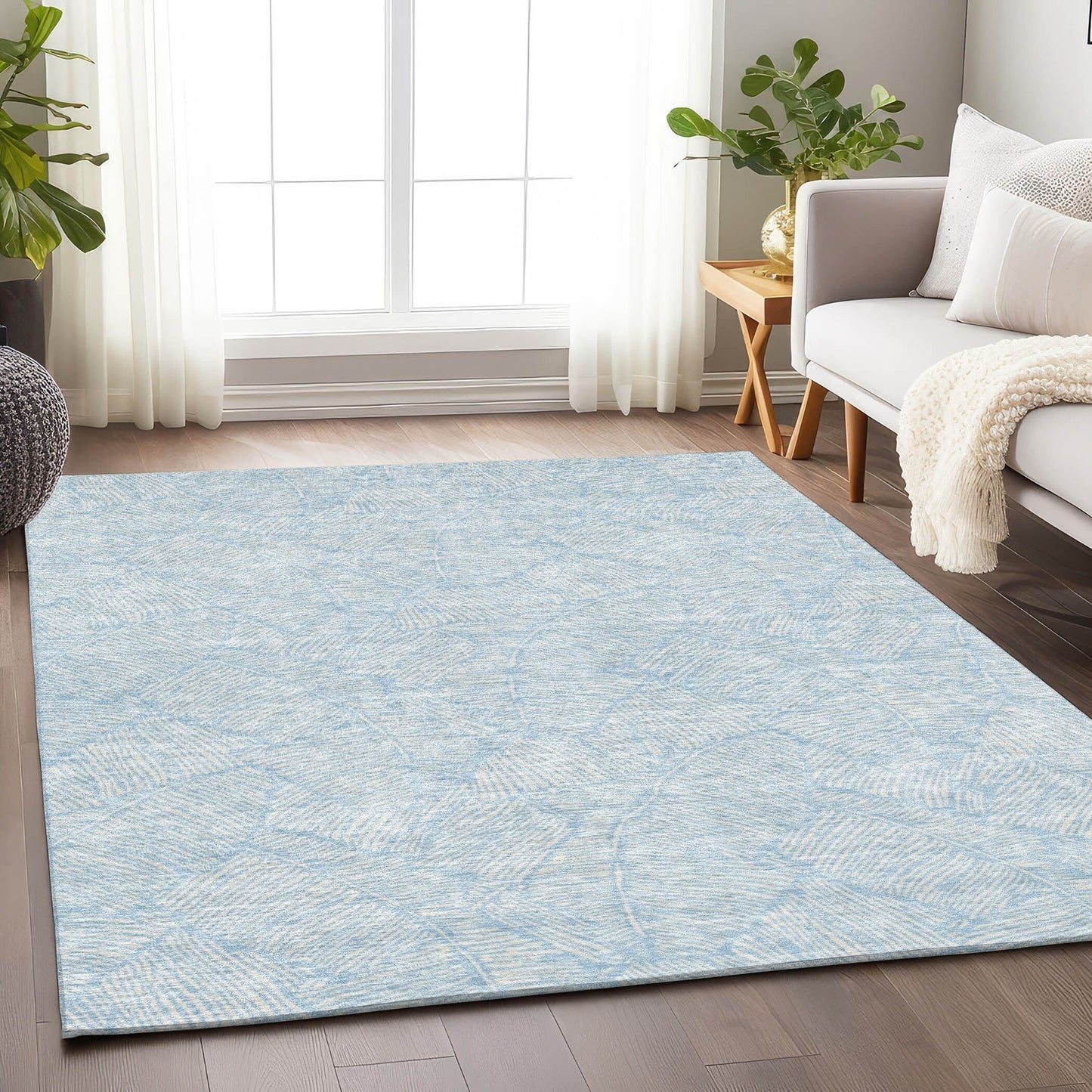 Machine Washable Indoor/ Outdoor Chantille Tropical Palm Rug