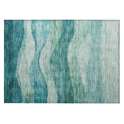 Machine Washable Indoor/ Outdoor Contemporary Waves Chantille Rug