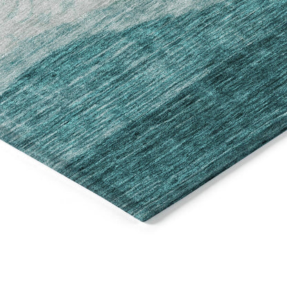 Machine Washable Indoor/ Outdoor Contemporary Waves Chantille Rug