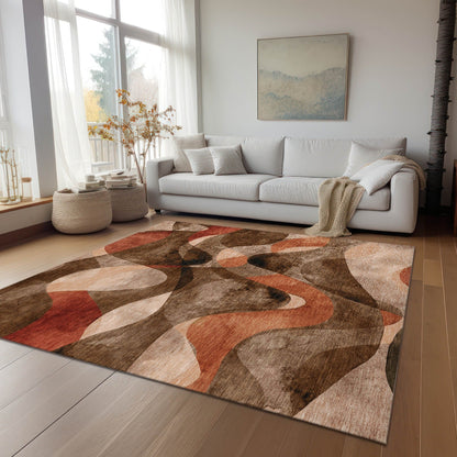 Machine Washable Indoor/ Outdoor Modern Chantille Rug