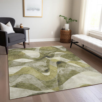 Machine Washable Indoor/ Outdoor Modern Chantille Rug