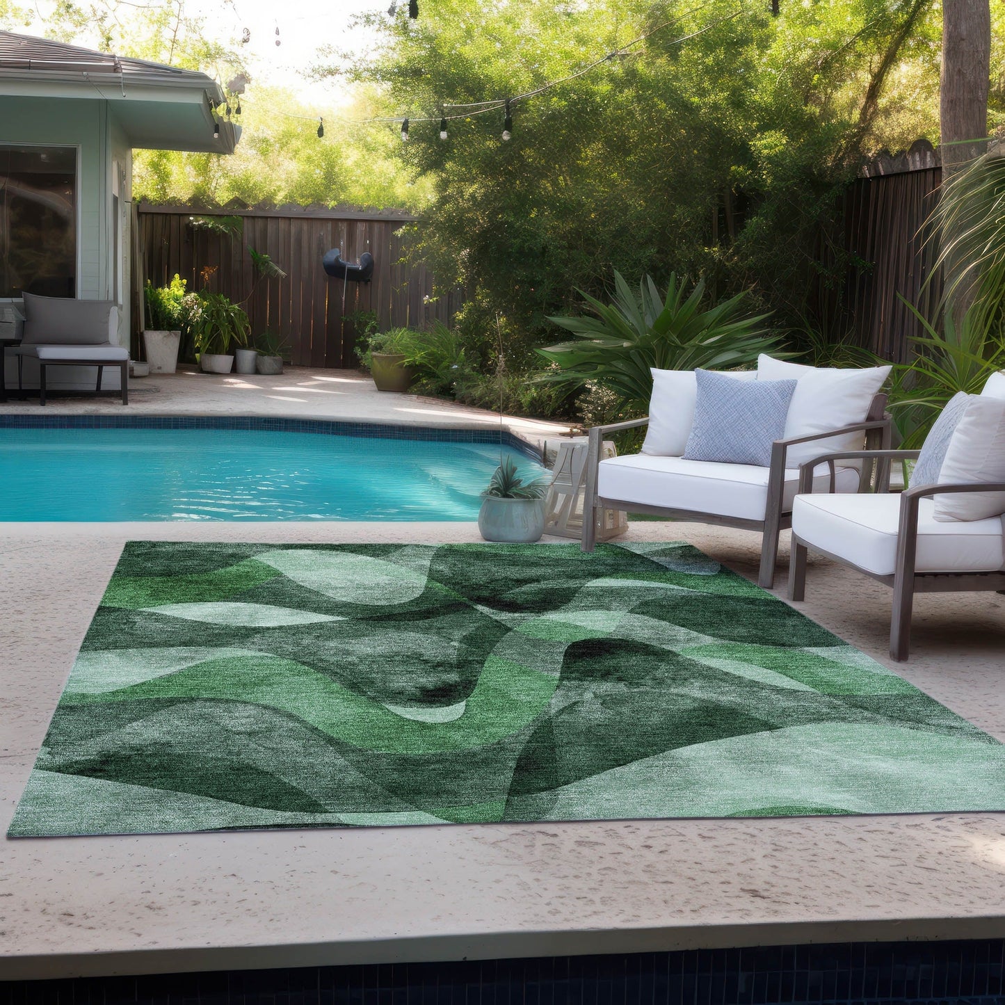 Machine Washable Indoor/ Outdoor Modern Chantille Rug