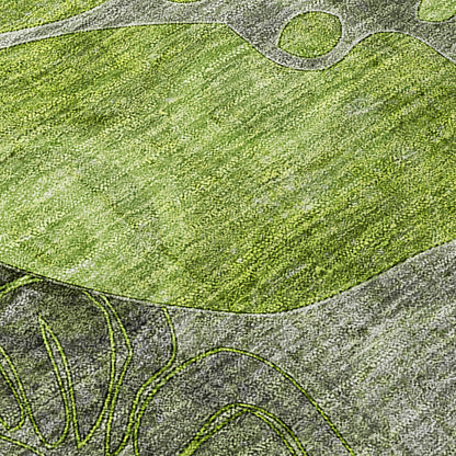 Machine Washable Indoor/ Outdoor Modern Floral Chantille Rug