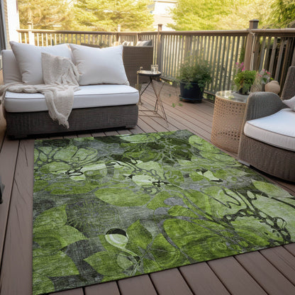 Machine Washable Indoor/ Outdoor Modern Floral Chantille Rug