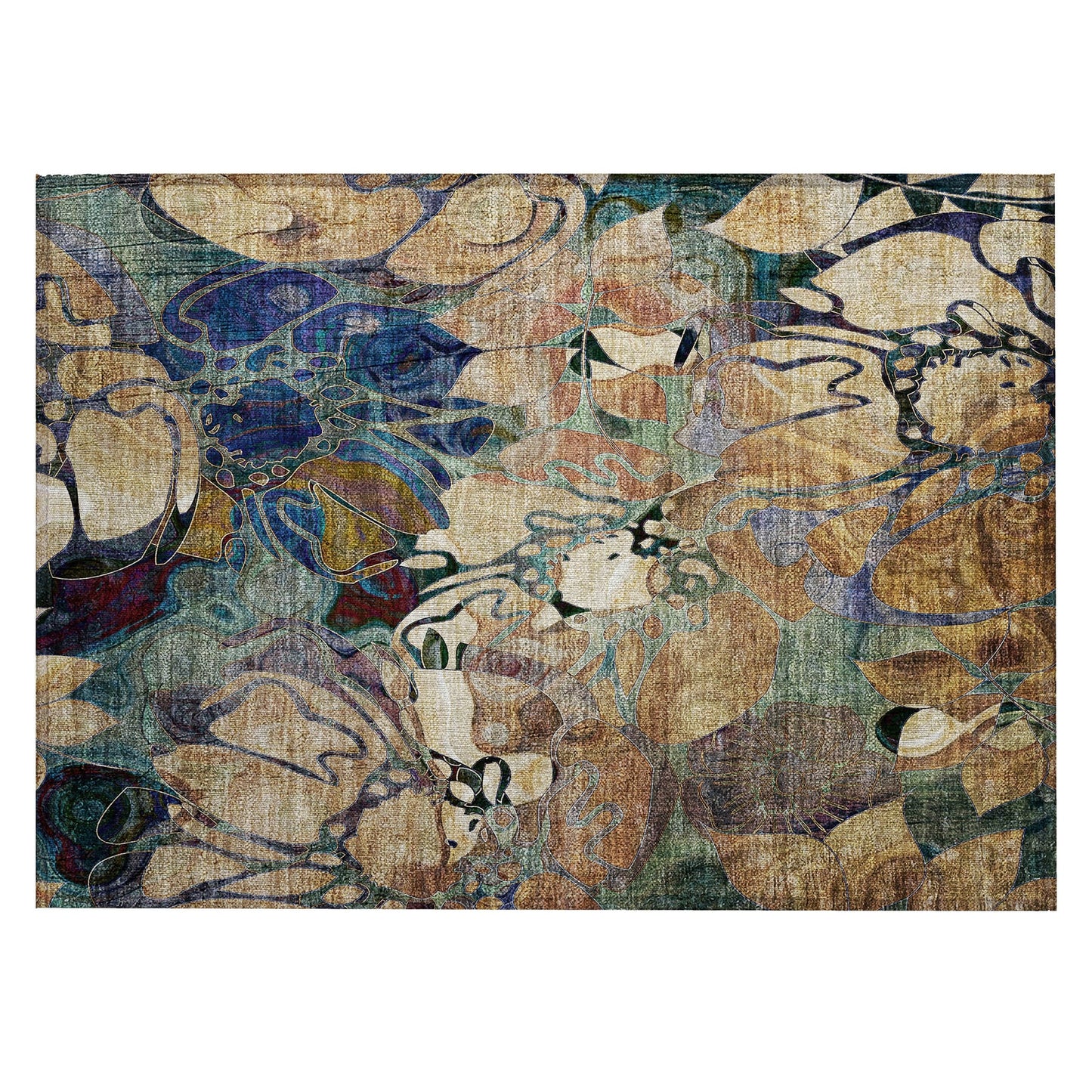 Machine Washable Indoor/ Outdoor Modern Floral Chantille Rug