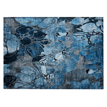 Machine Washable Indoor/ Outdoor Modern Floral Chantille Rug