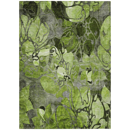 Machine Washable Indoor/ Outdoor Modern Floral Chantille Rug