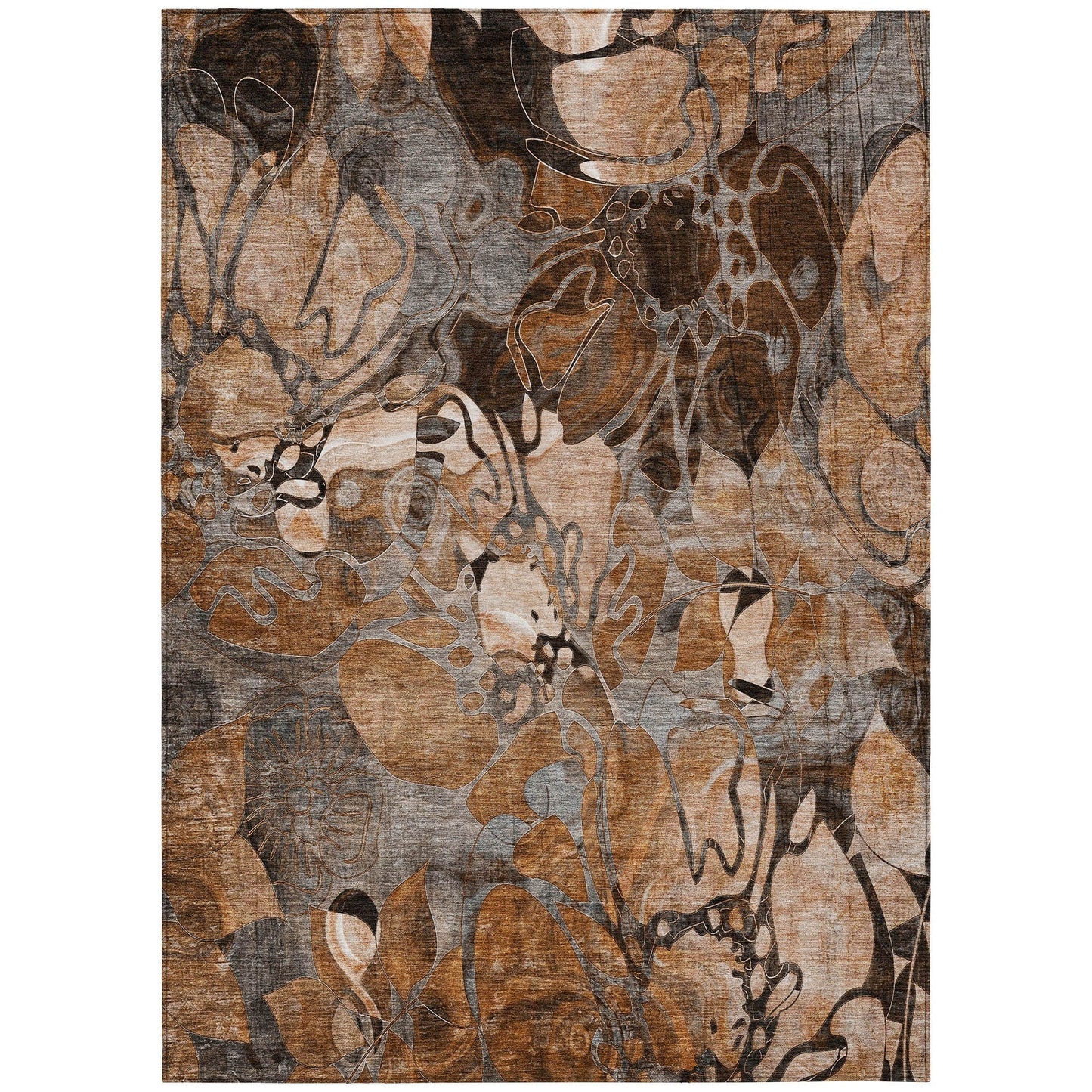 Machine Washable Indoor/ Outdoor Modern Floral Chantille Rug