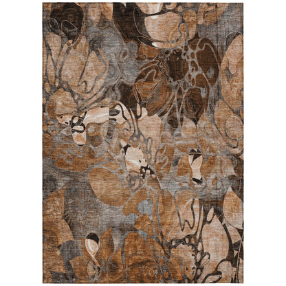 Machine Washable Indoor/ Outdoor Modern Floral Chantille Rug