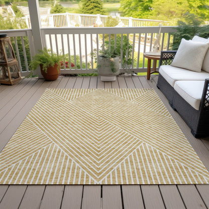 Machine Washable Indoor/ Outdoor Modern Geo Chantille Rug