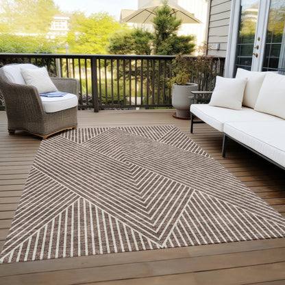 Machine Washable Indoor/ Outdoor Modern Geo Chantille Rug