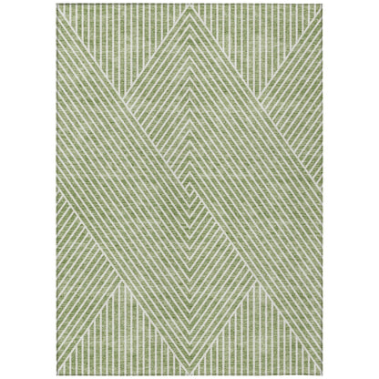 Machine Washable Indoor/ Outdoor Modern Geo Chantille Rug