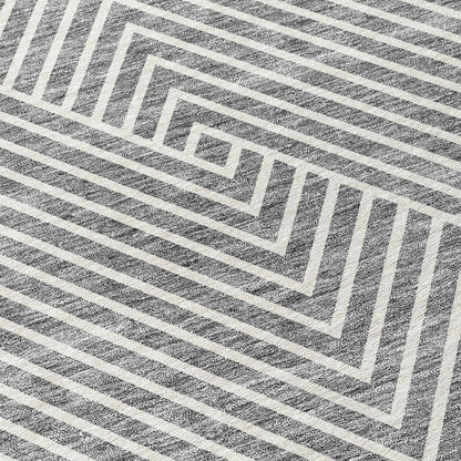 Machine Washable Indoor/ Outdoor Modern Geo Chantille Rug