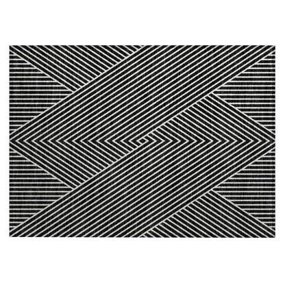 Machine Washable Indoor/ Outdoor Modern Geo Chantille Rug