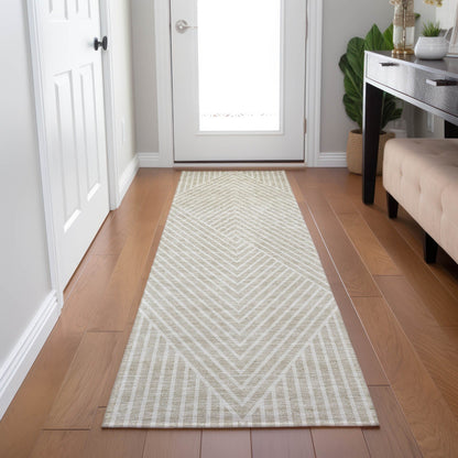 Machine Washable Indoor/ Outdoor Modern Geo Chantille Rug