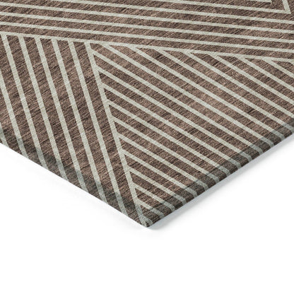 Machine Washable Indoor/ Outdoor Modern Geo Chantille Rug