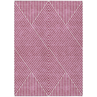 Machine Washable Indoor/ Outdoor Modern Geo Chantille Rug