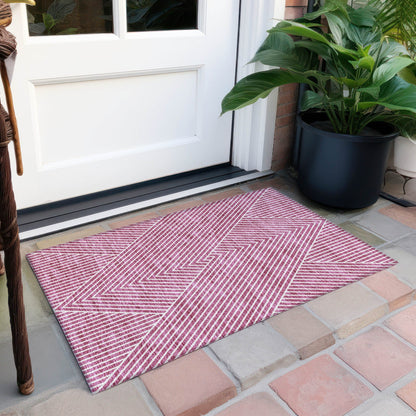Machine Washable Indoor/ Outdoor Modern Geo Chantille Rug