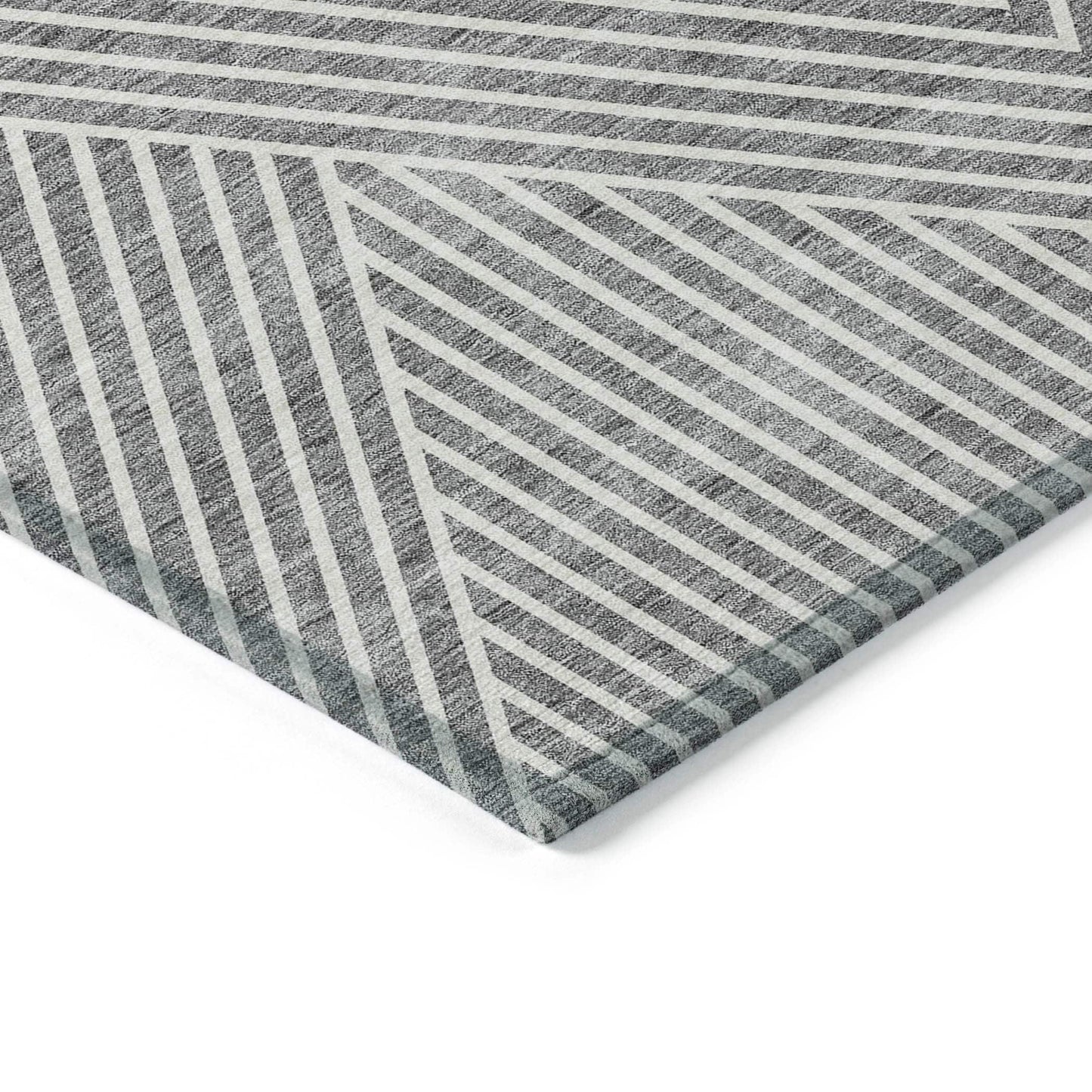 Machine Washable Indoor/ Outdoor Modern Geo Chantille Rug