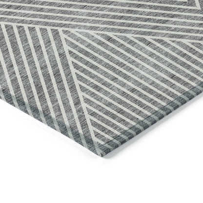 Machine Washable Indoor/ Outdoor Modern Geo Chantille Rug