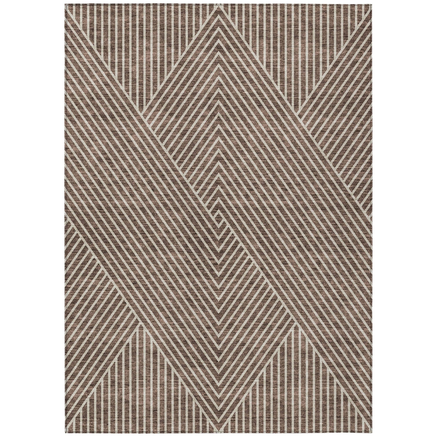 Machine Washable Indoor/ Outdoor Modern Geo Chantille Rug