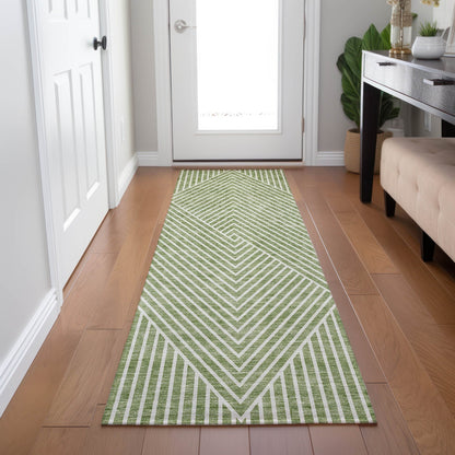 Machine Washable Indoor/ Outdoor Modern Geo Chantille Rug