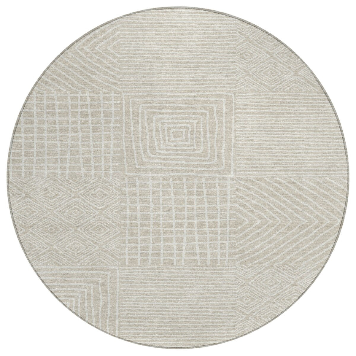 Machine Washable Indoor/ Outdoor Modern Mosaic Chantille Rug