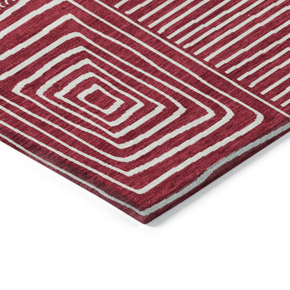 Machine Washable Indoor/ Outdoor Modern Mosaic Chantille Rug
