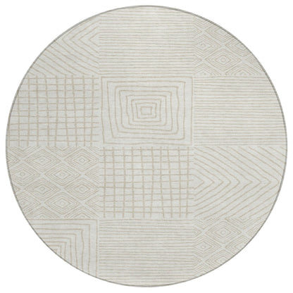 Machine Washable Indoor/ Outdoor Modern Mosaic Chantille Rug