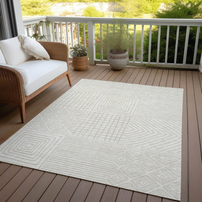 Machine Washable Indoor/ Outdoor Modern Mosaic Chantille Rug