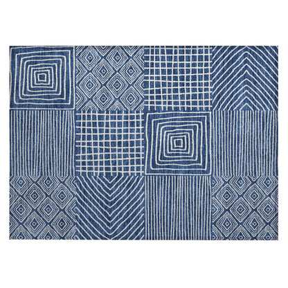 Machine Washable Indoor/ Outdoor Modern Mosaic Chantille Rug