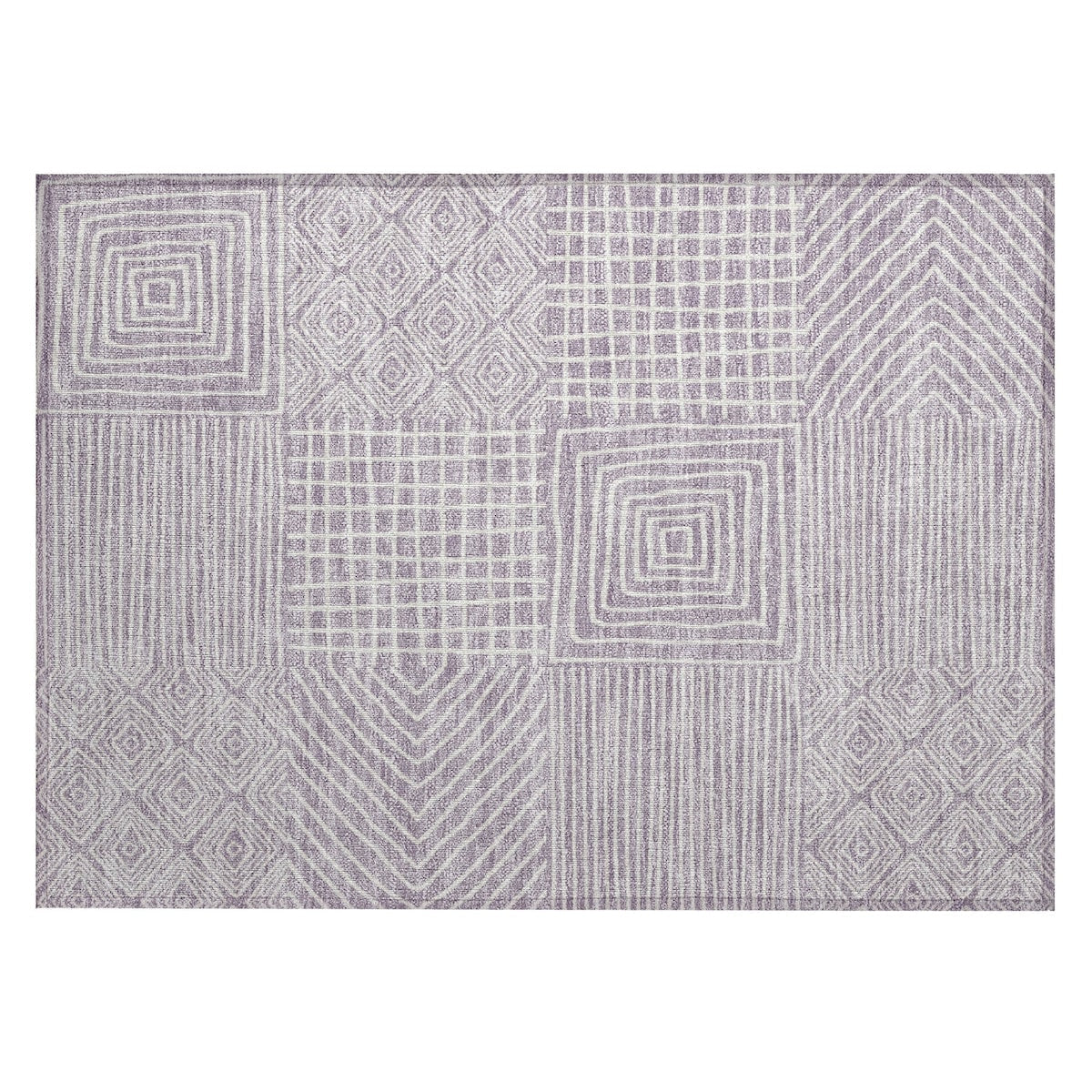 Machine Washable Indoor/ Outdoor Modern Mosaic Chantille Rug