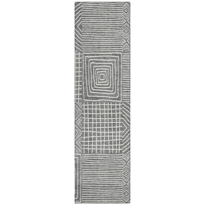 Machine Washable Indoor/ Outdoor Modern Mosaic Chantille Rug