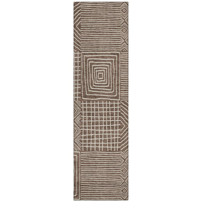 Machine Washable Indoor/ Outdoor Modern Mosaic Chantille Rug