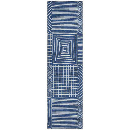Machine Washable Indoor/ Outdoor Modern Mosaic Chantille Rug