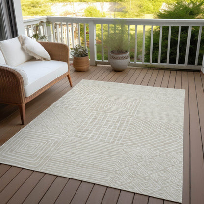 Machine Washable Indoor/ Outdoor Modern Mosaic Chantille Rug