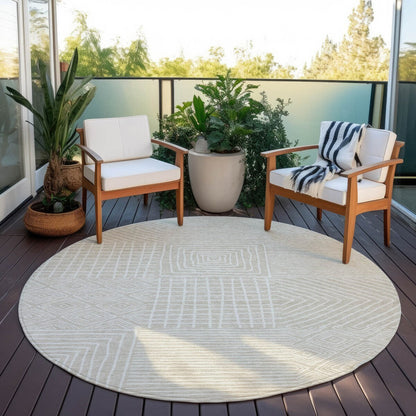 Machine Washable Indoor/ Outdoor Modern Mosaic Chantille Rug