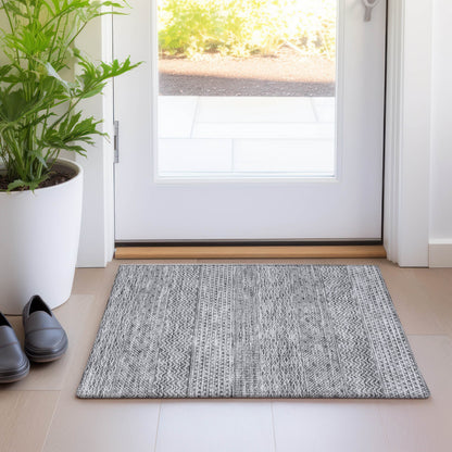 Machine Washable Indoor/ Outdoor Modern Stripes Chantille Rug