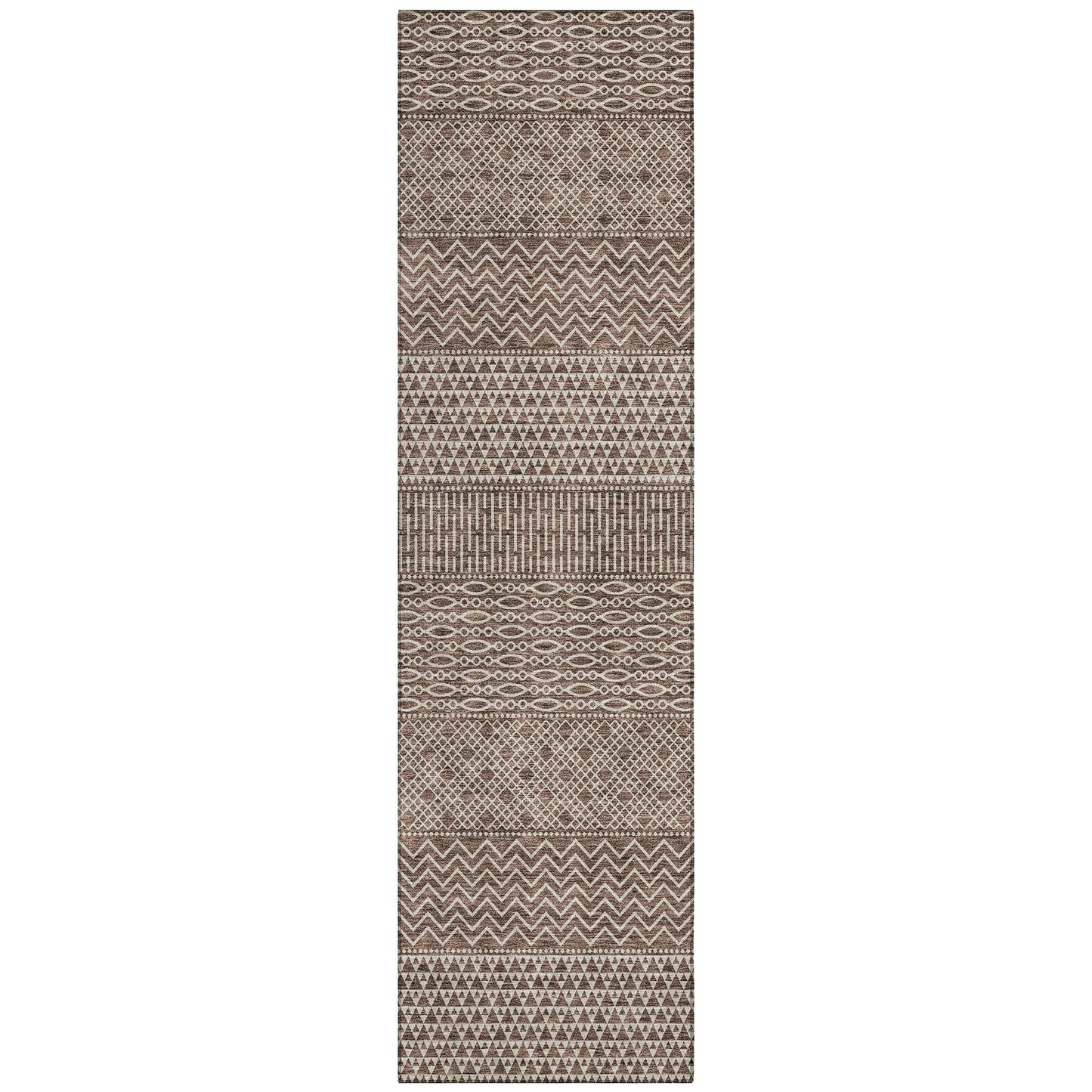 Machine Washable Indoor/ Outdoor Modern Stripes Chantille Rug