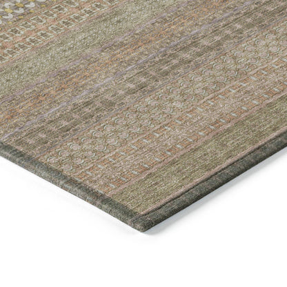 Machine Washable Indoor/ Outdoor Moroccan Stripes Chantille Rug