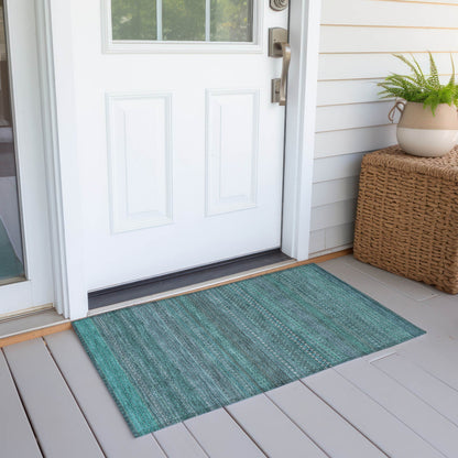 Machine Washable Indoor/ Outdoor Moroccan Stripes Chantille Rug
