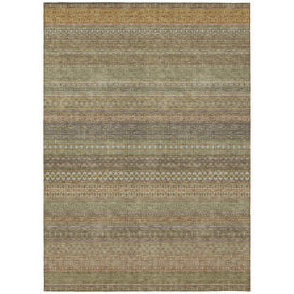 Machine Washable Indoor/ Outdoor Moroccan Stripes Chantille Rug