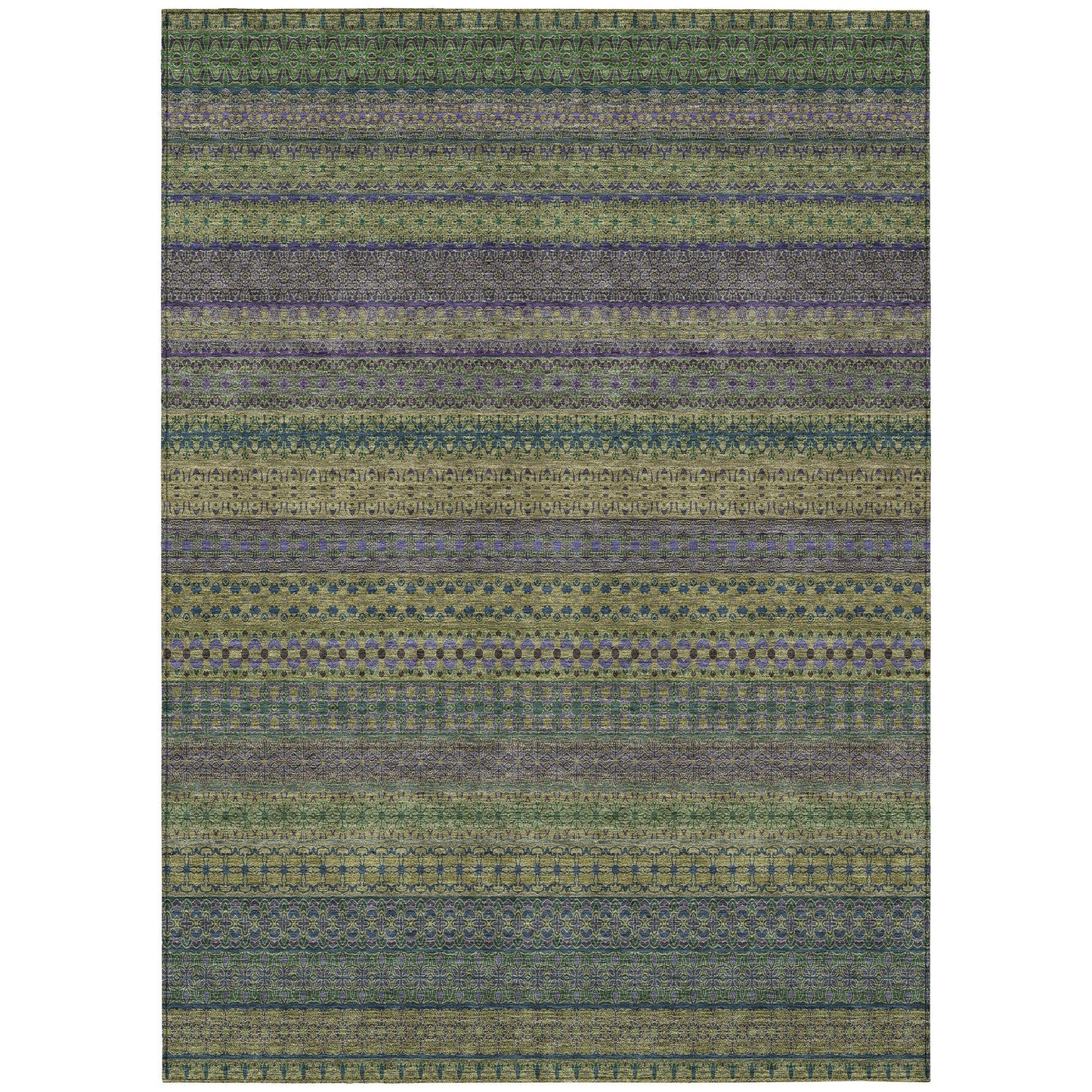 Machine Washable Indoor/ Outdoor Moroccan Stripes Chantille Rug