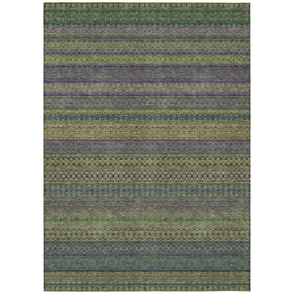 Machine Washable Indoor/ Outdoor Moroccan Stripes Chantille Rug